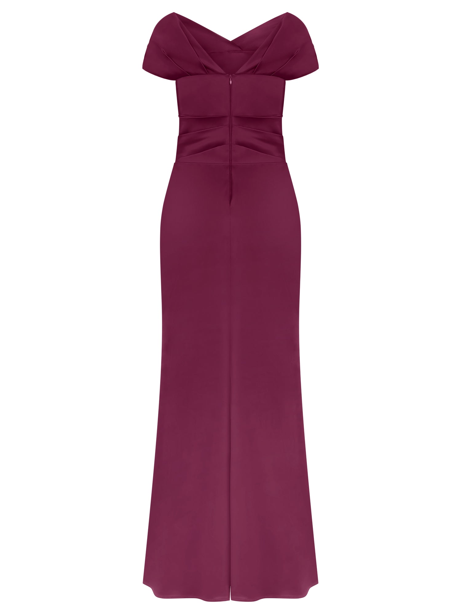 APART On-Shoulder-Kleid aus Satin | weinrot