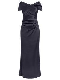 APART On-Shoulder-Kleid aus Satin | nachtblau