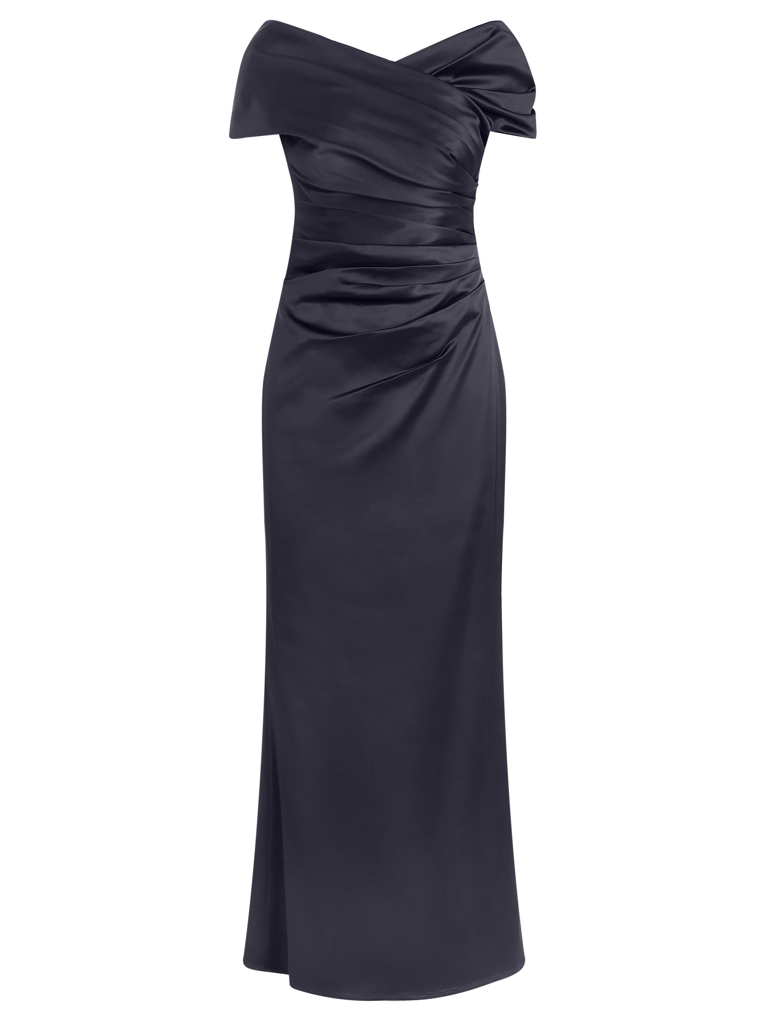 APART On-Shoulder-Kleid aus Satin | nachtblau