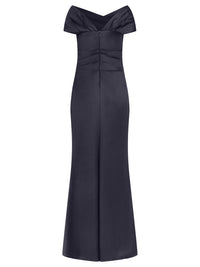 APART On-Shoulder-Kleid aus Satin | nachtblau