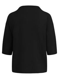 Legerer Pullover aus reiner Merinowoll mit Stehkragen | schwarz