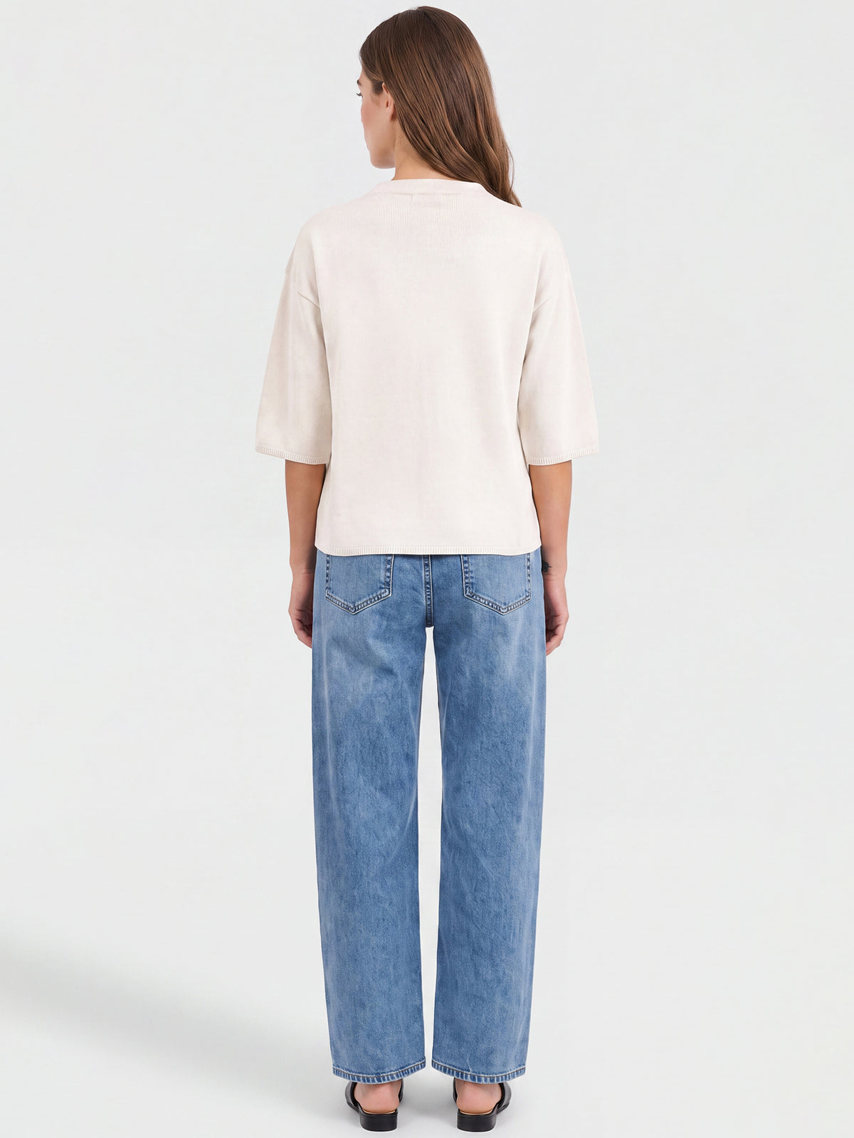 Legerer Pullover aus reiner Merinowoll mit Stehkragen | champagner