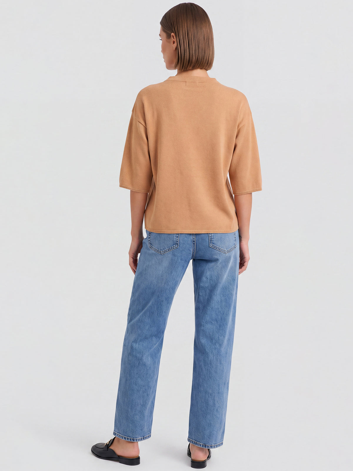 Legerer Pullover aus reiner Merinowoll mit Stehkragen | camel