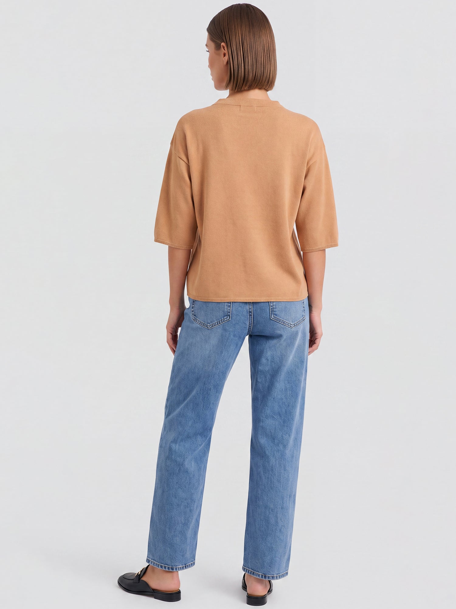 Legerer Pullover aus reiner Merinowoll mit Stehkragen | camel