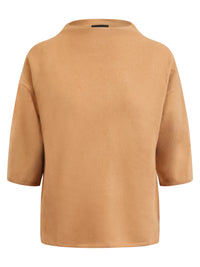 Legerer Pullover aus reiner Merinowoll mit Stehkragen | camel