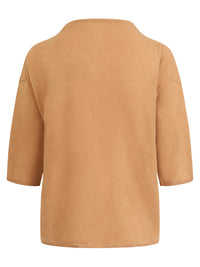 Legerer Pullover aus reiner Merinowoll mit Stehkragen | camel