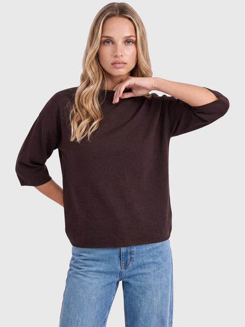 Legerer Pullover aus reiner Merinowoll mit Stehkragen | braun image 1