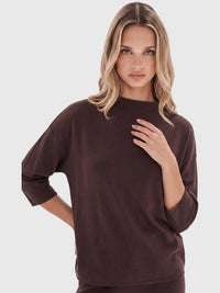 Legerer Pullover aus reiner Merinowoll mit Stehkragen | braun