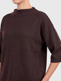 Legerer Pullover aus reiner Merinowoll mit Stehkragen | braun