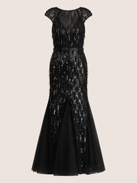 Brautkleid mit Paillettenstickerei und Tüll-Godets | schwarz
