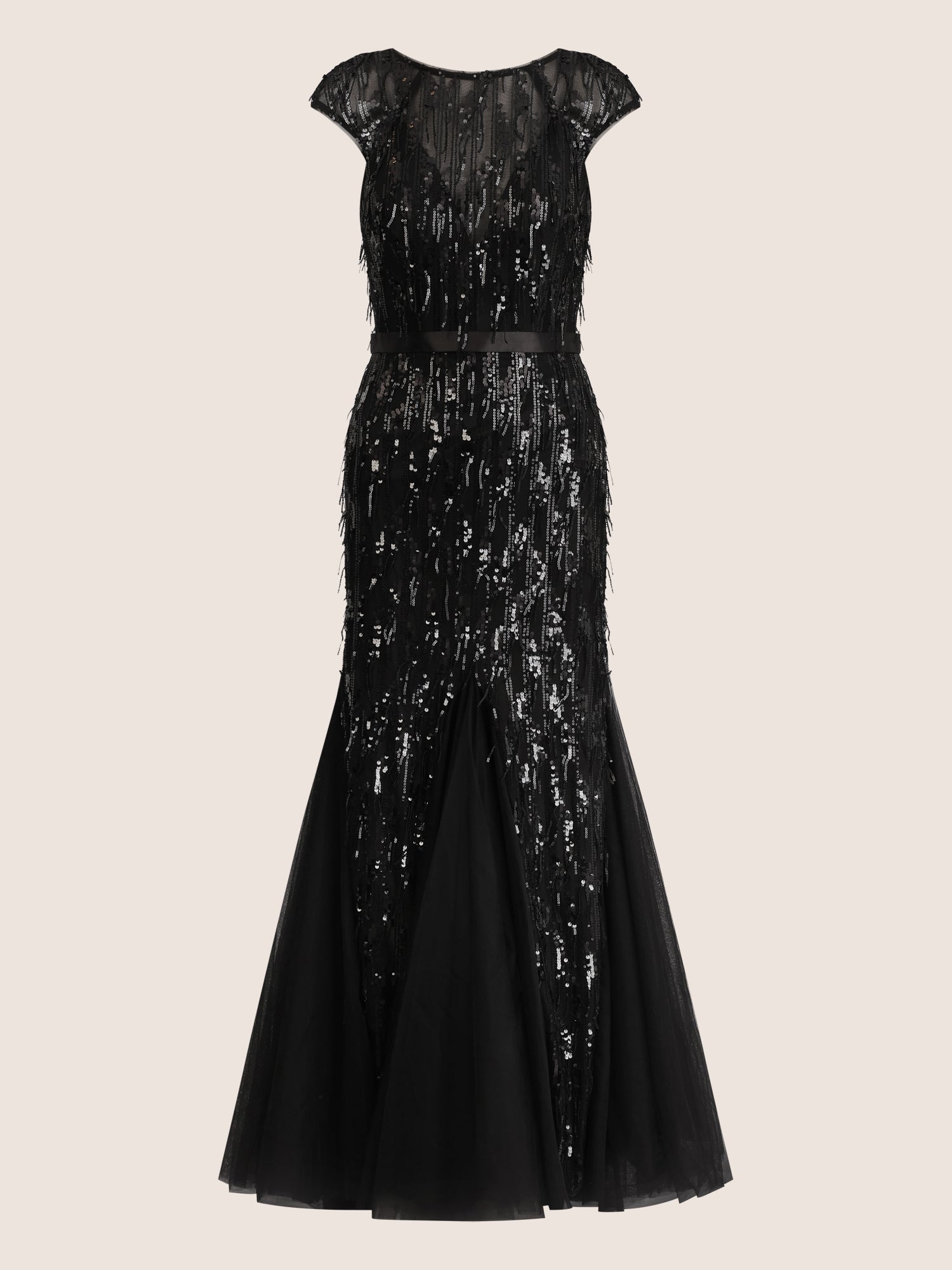 Brautkleid mit Paillettenstickerei und Tüll-Godets | schwarz