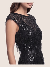 Brautkleid mit Paillettenstickerei und Tüll-Godets | schwarz