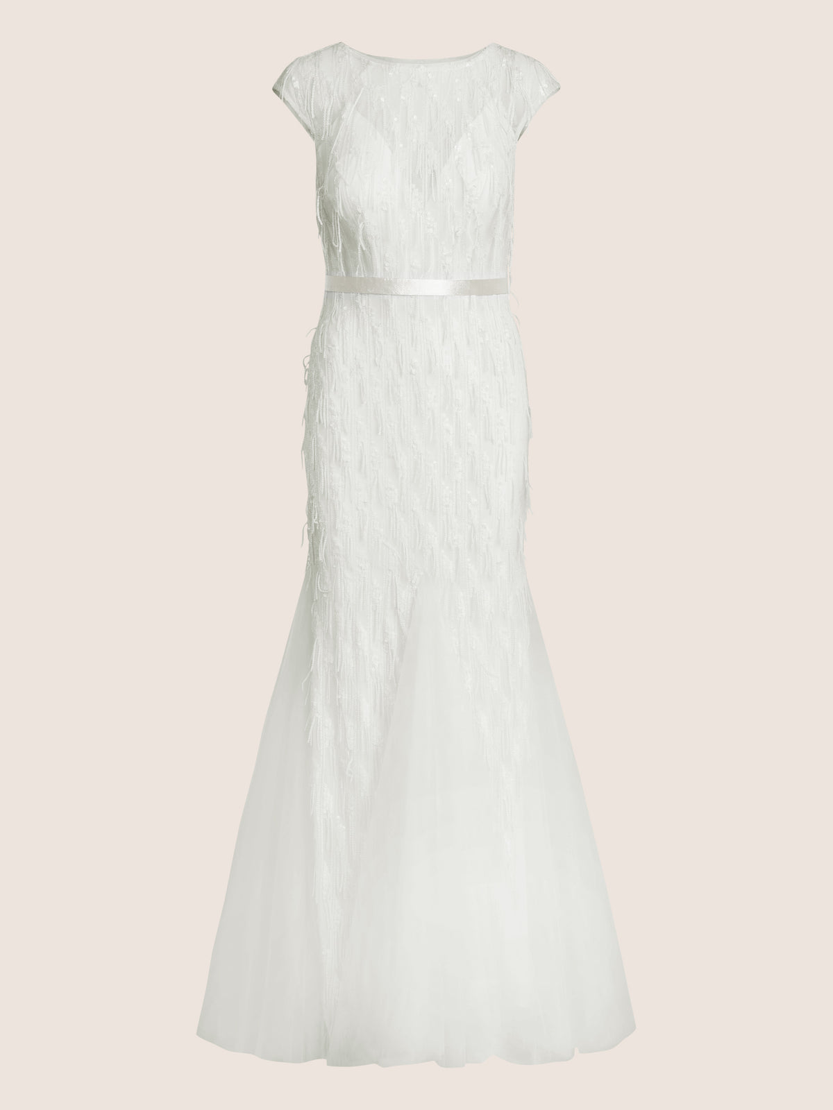 Brautkleid mit Paillettenstickerei und Tüll-Godets | creme