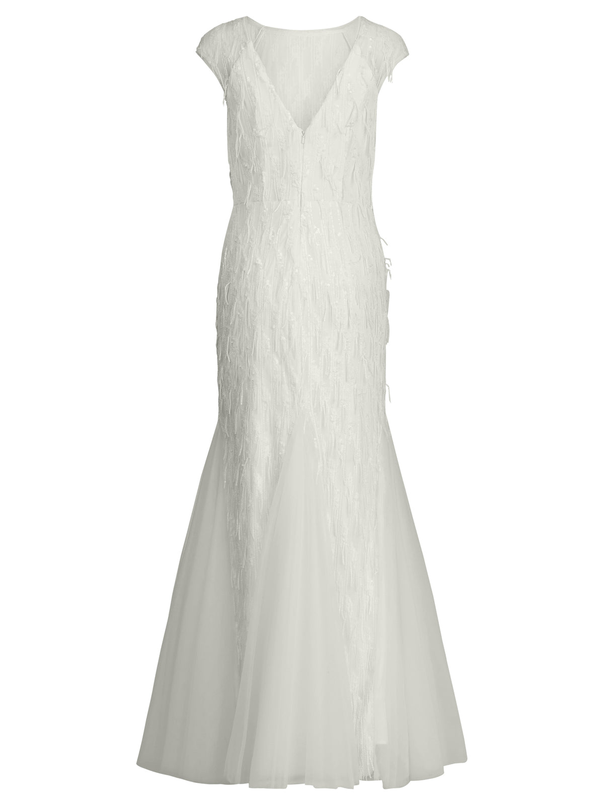Brautkleid mit Paillettenstickerei und Tüll-Godets | creme