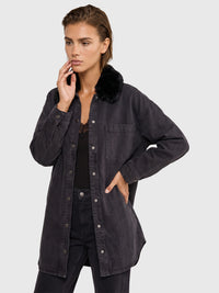 Oversized Jeansbluse | schwarz