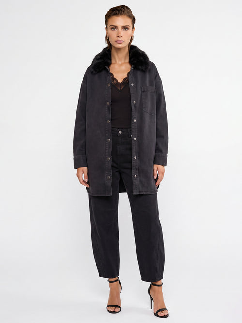 Oversized Jeansbluse | schwarz image 1