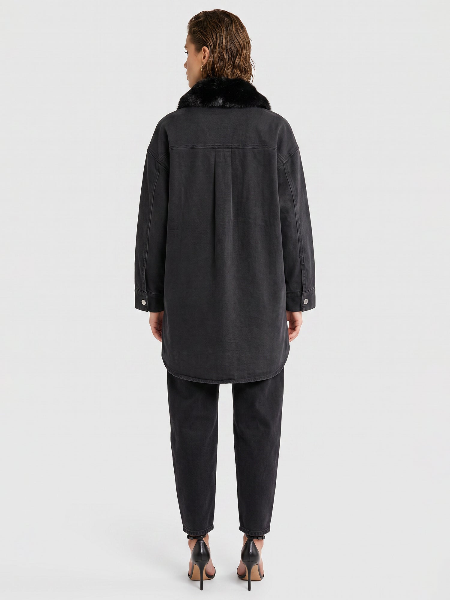 Oversized Jeansbluse | schwarz