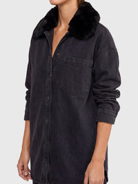 Oversized Jeansbluse | schwarz