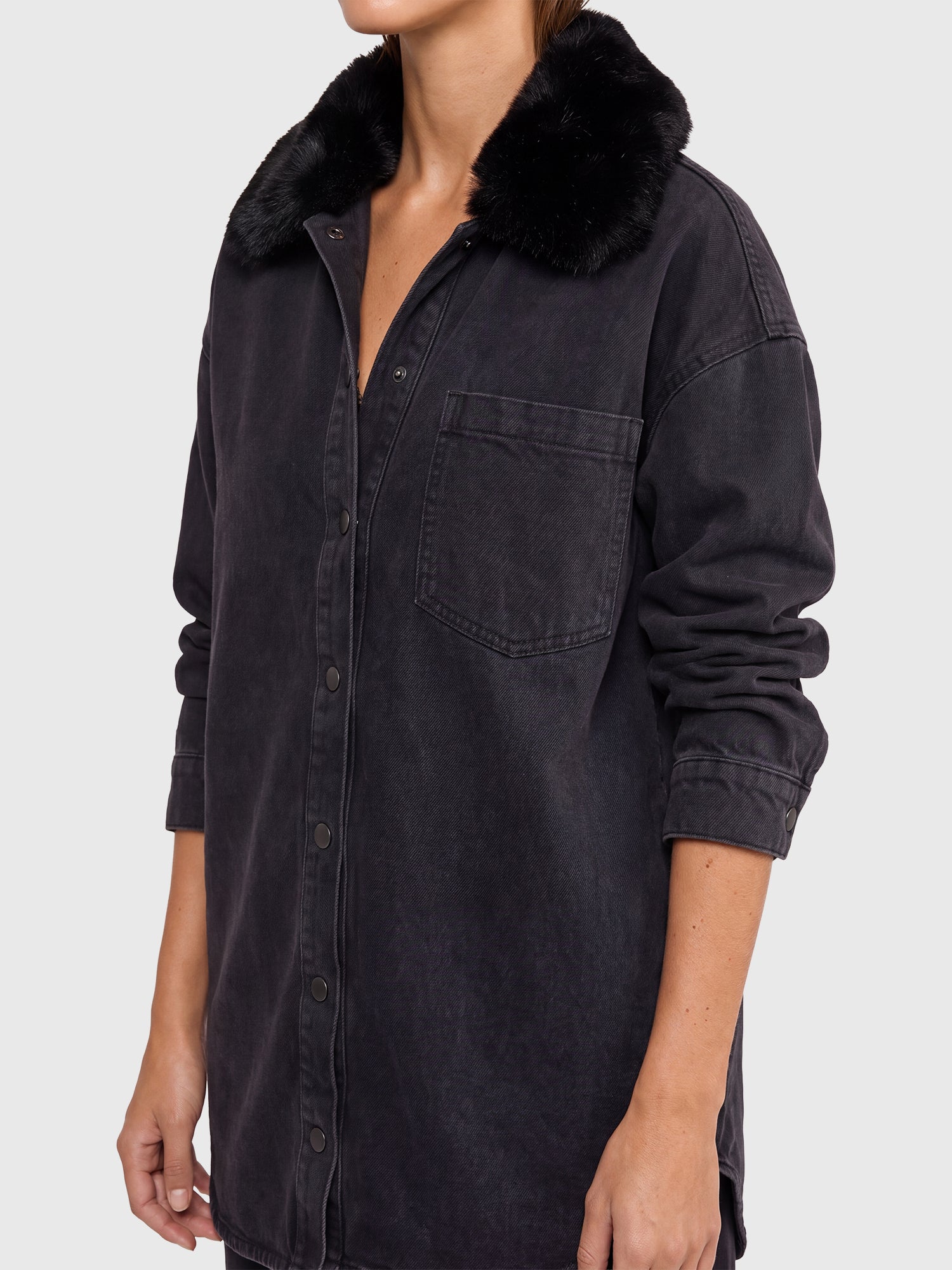Oversized Jeansbluse | schwarz
