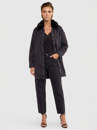 Oversized Jeansbluse | schwarz