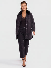Oversized Jeansbluse | schwarz